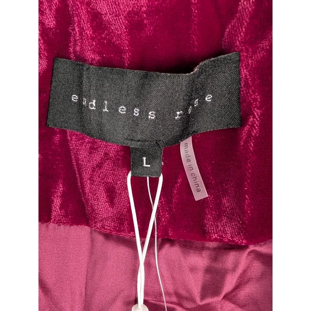 Endless Rose Velvet Jacket Womens‎ Large Fushia Blazer Single Button Pockets NWT - Picture 3 of 8